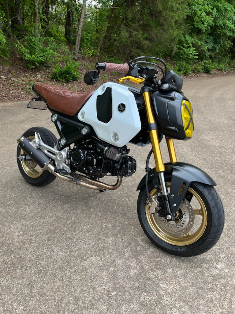 Ready to Ship! 2013-26 Honda Grom Diamond Whiskey Seat Cover, handmade Honda Grom seat cover by Cheeky Seats, product detail view 3