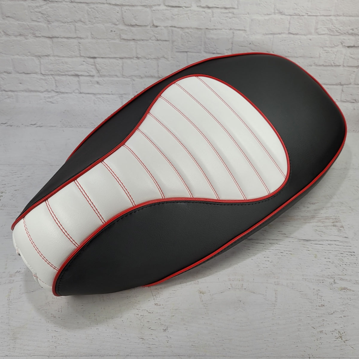 Vespa Sprint / Primavera Padded Black and Red Seat Cover by Cheeky Seats