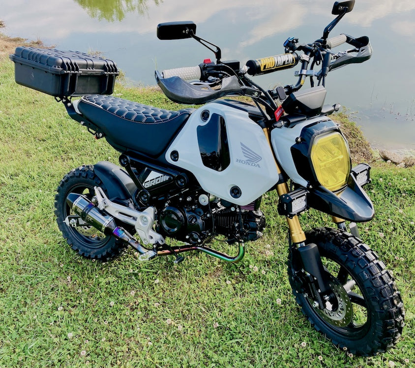 Honda Grom Nested Hexagon Seat Cover, handmade Honda Grom seat cover by Cheeky Seats, product detail view 11