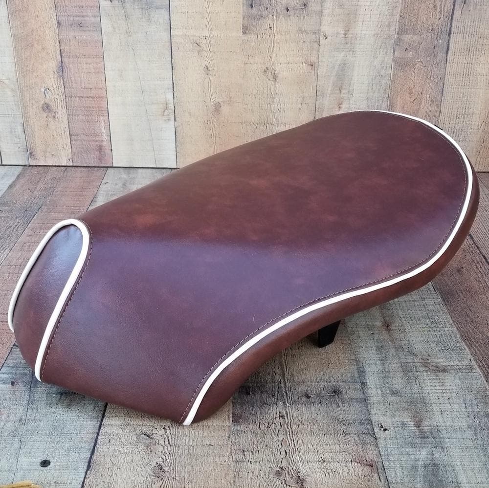 Honda Metropolitan Distressed seat cover with Piping, handmade Honda Metropolitan seat cover by Cheeky Seats, product detail view 8
