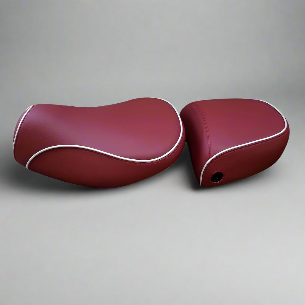 Vespa LXV merlot burgundy seat cover with piping