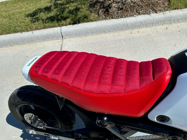 Honda Grom Red Bride Seat Cover 2022-2026, handmade Honda Grom seat cover by Cheeky Seats, product detail view 5