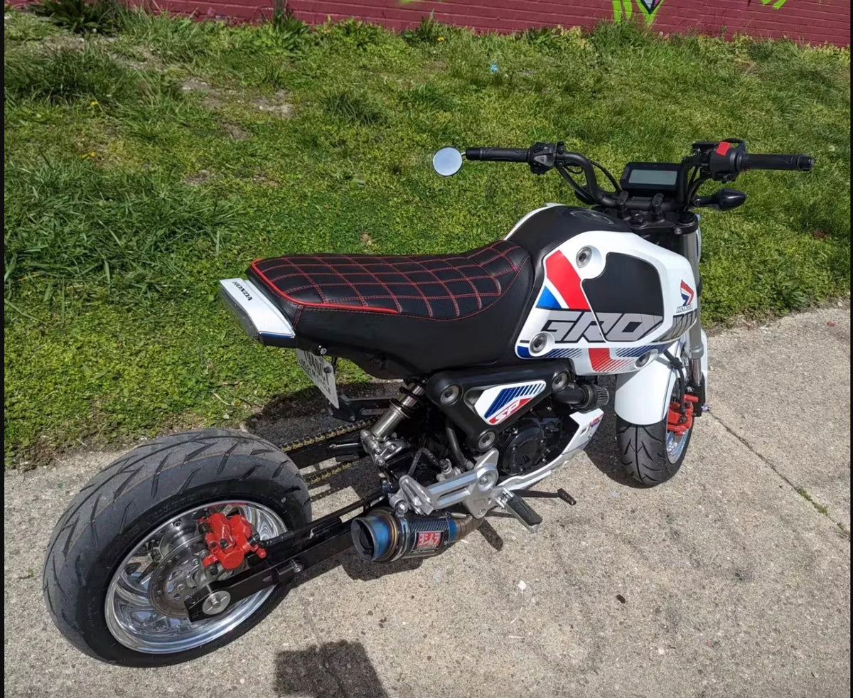 Honda Grom Rectangle Grid Seat Cover, handmade Honda Grom seat cover by Cheeky Seats, product detail view 3