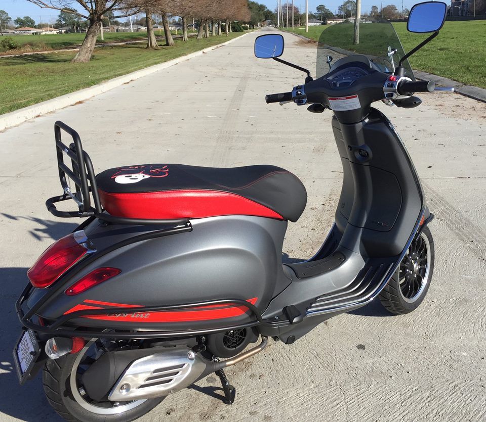 Vespa Sprint / Primavera Black with Piping Seat Cover by Cheeky Seats