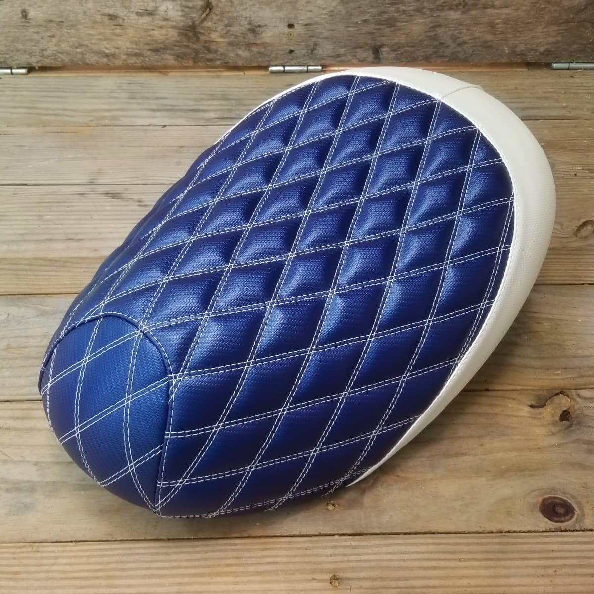 Honda Metropolitan Blue Diamond Seat Cover handmade, handmade Honda Metropolitan seat cover by Cheeky Seats, product detail view 2