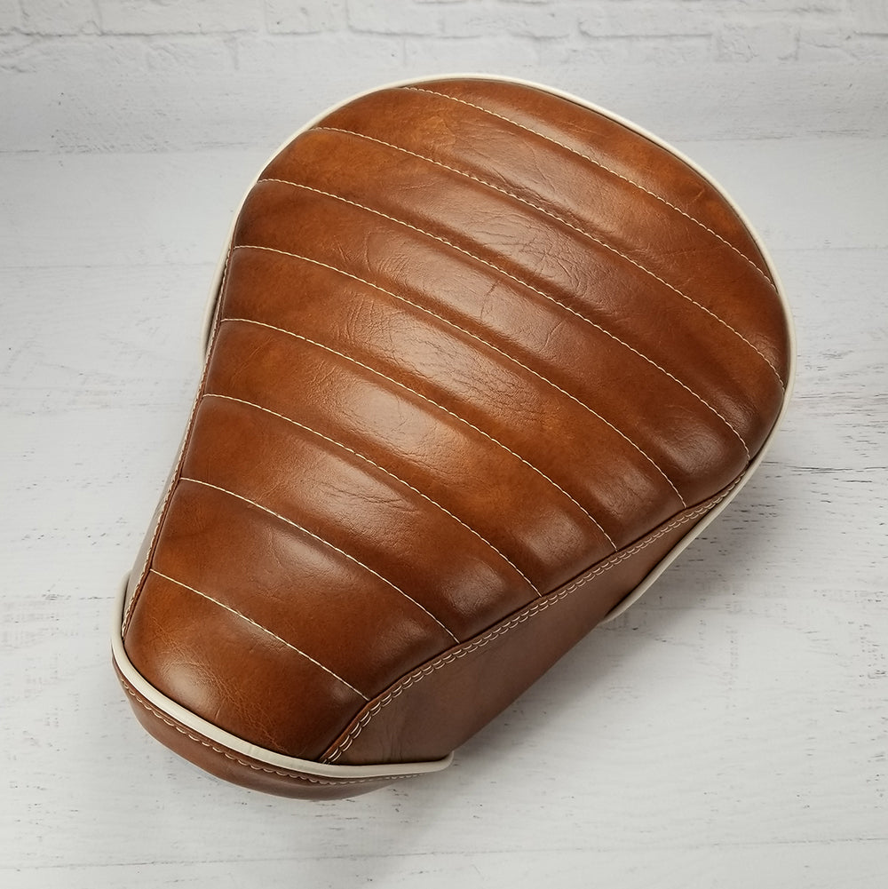 Honda Super Cub cognac tuck and roll seat cover