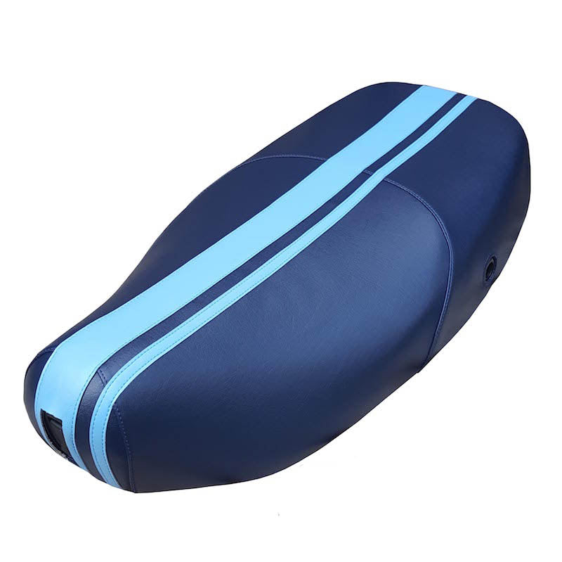 Vespa LX navy and Tiffany blue racing stripe seat cover