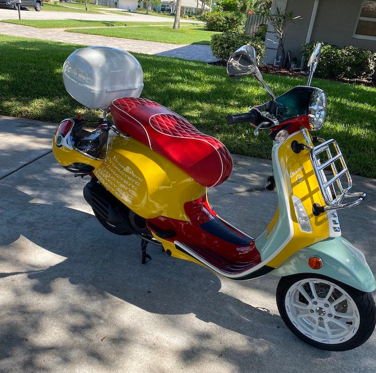 Vespa Sprint / Primavera RED Diamond Seat Cover